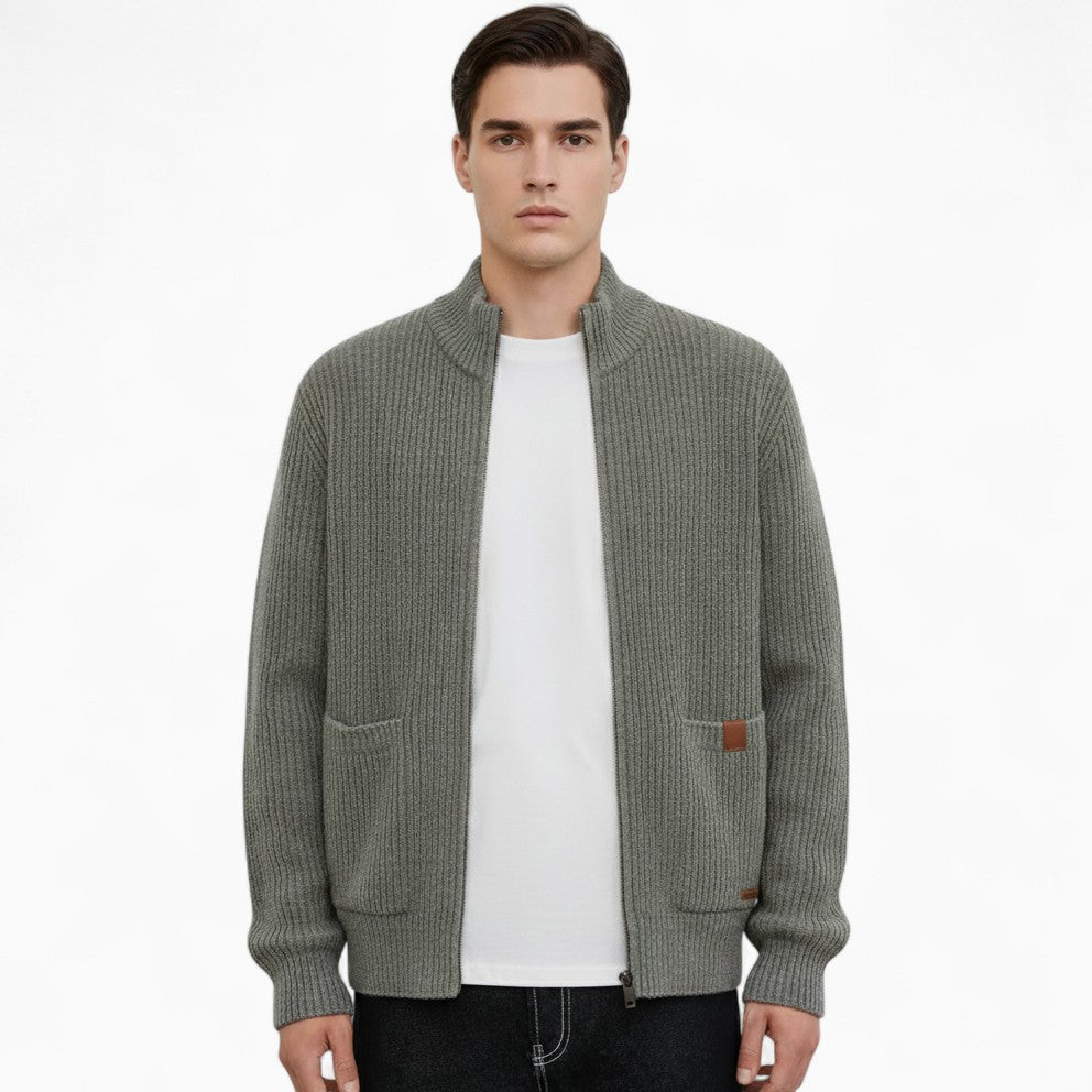 BEN Knitted Cardigan Mandarin Collar