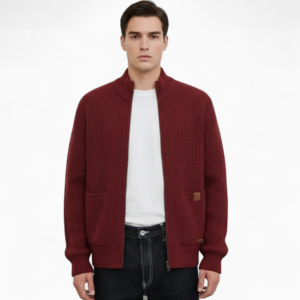 BEN Knitted Cardigan Mandarin Collar