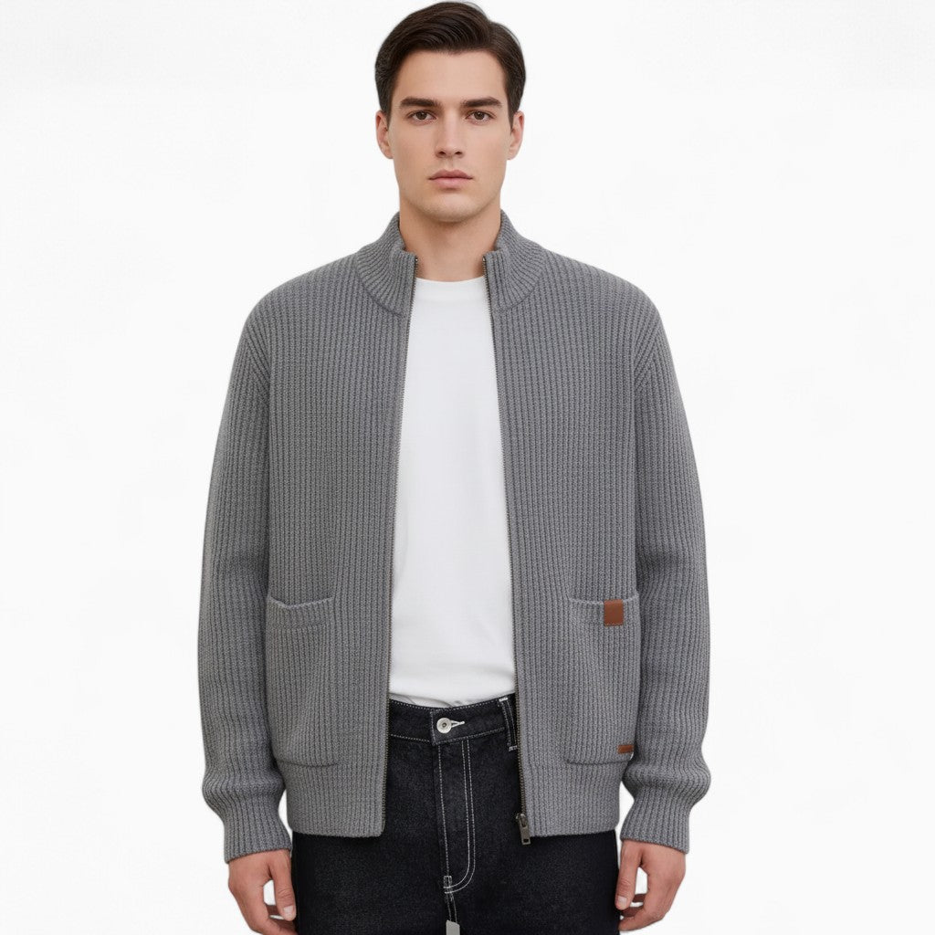 BEN Knitted Cardigan Mandarin Collar