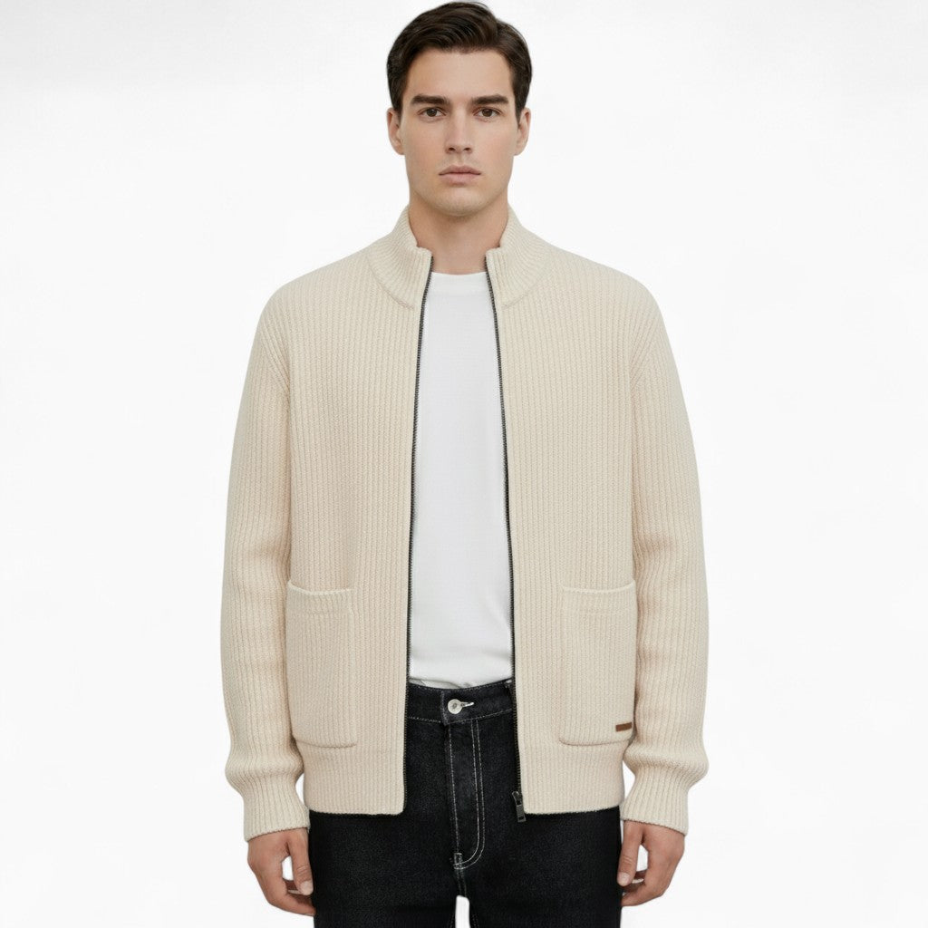 BEN Knitted Cardigan Mandarin Collar