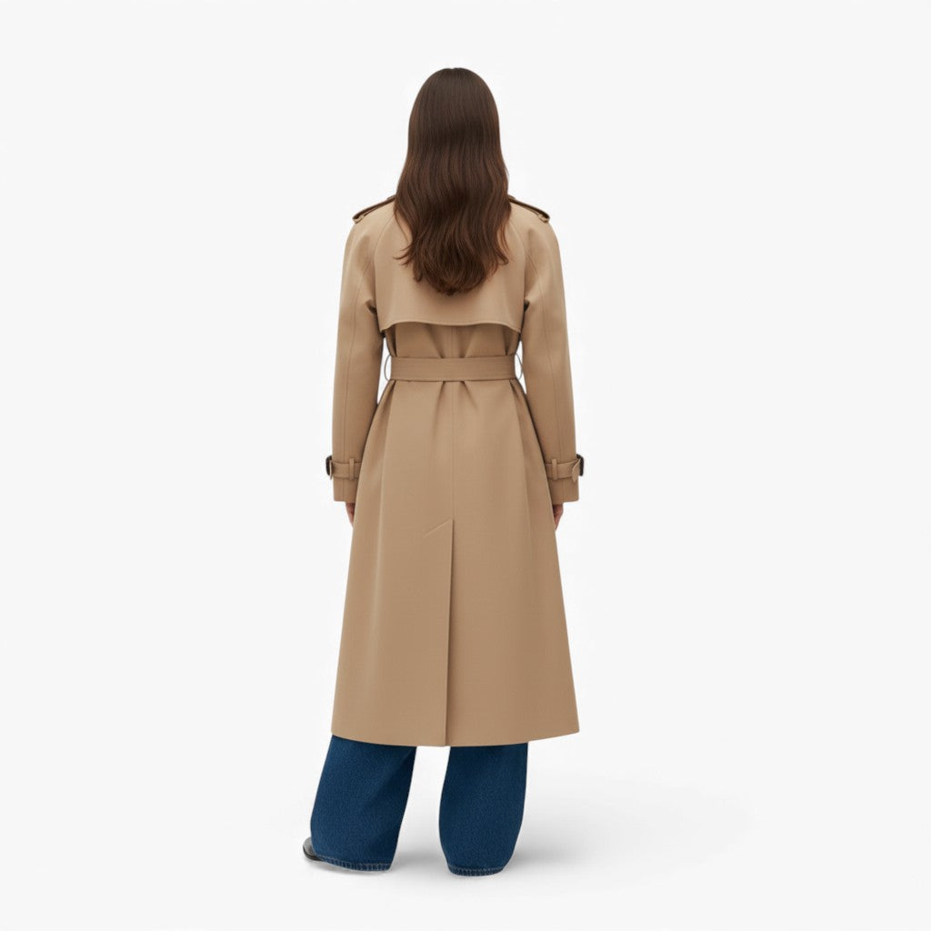 EMMIE Belted Buttoned Trench Coat
