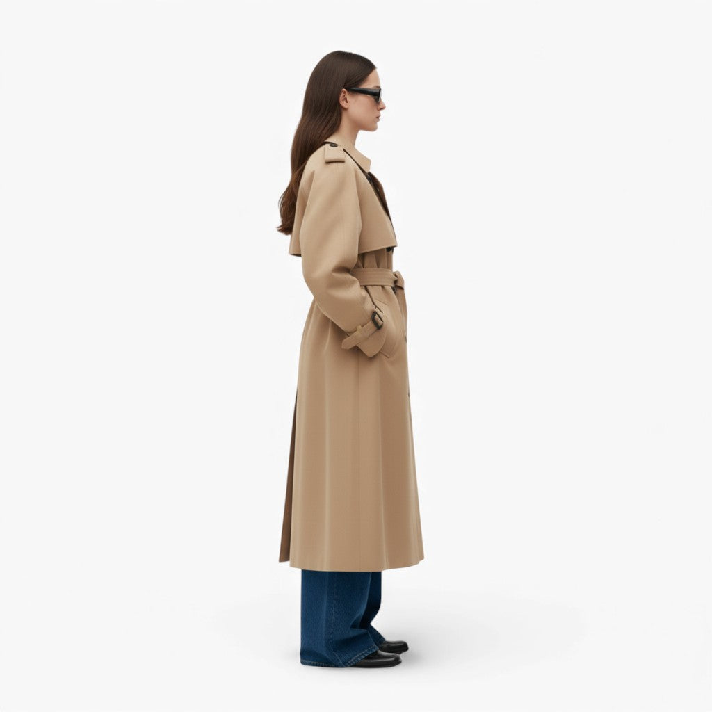 EMMIE Belted Buttoned Trench Coat