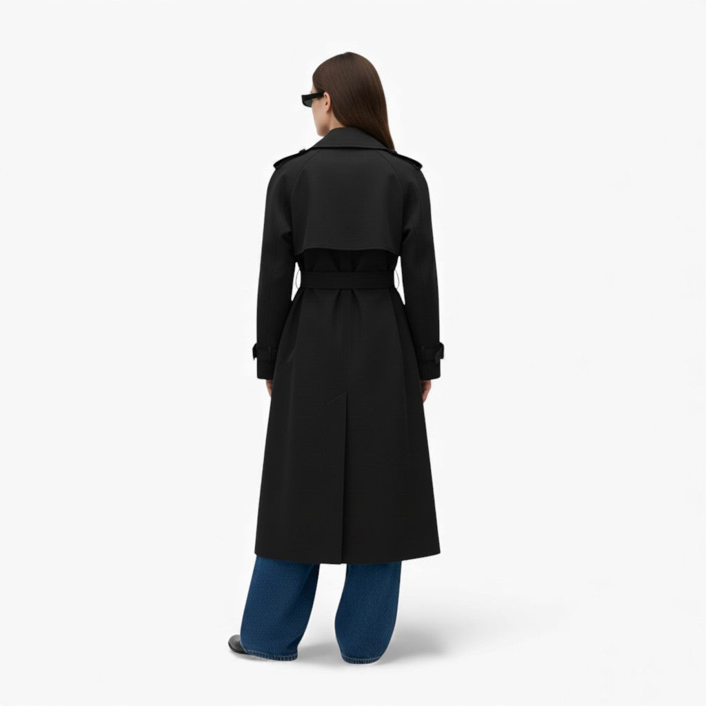 EMMIE Belted Buttoned Trench Coat
