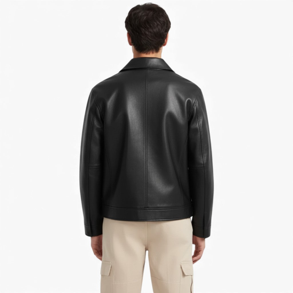 MARTIN Black Leather Zipper Jacket