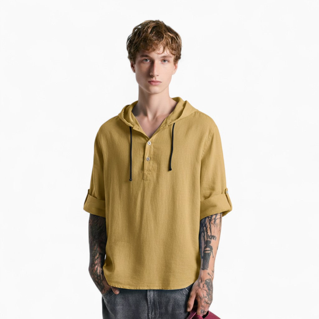 HUDSON Casual Hoodie Linen Shirt