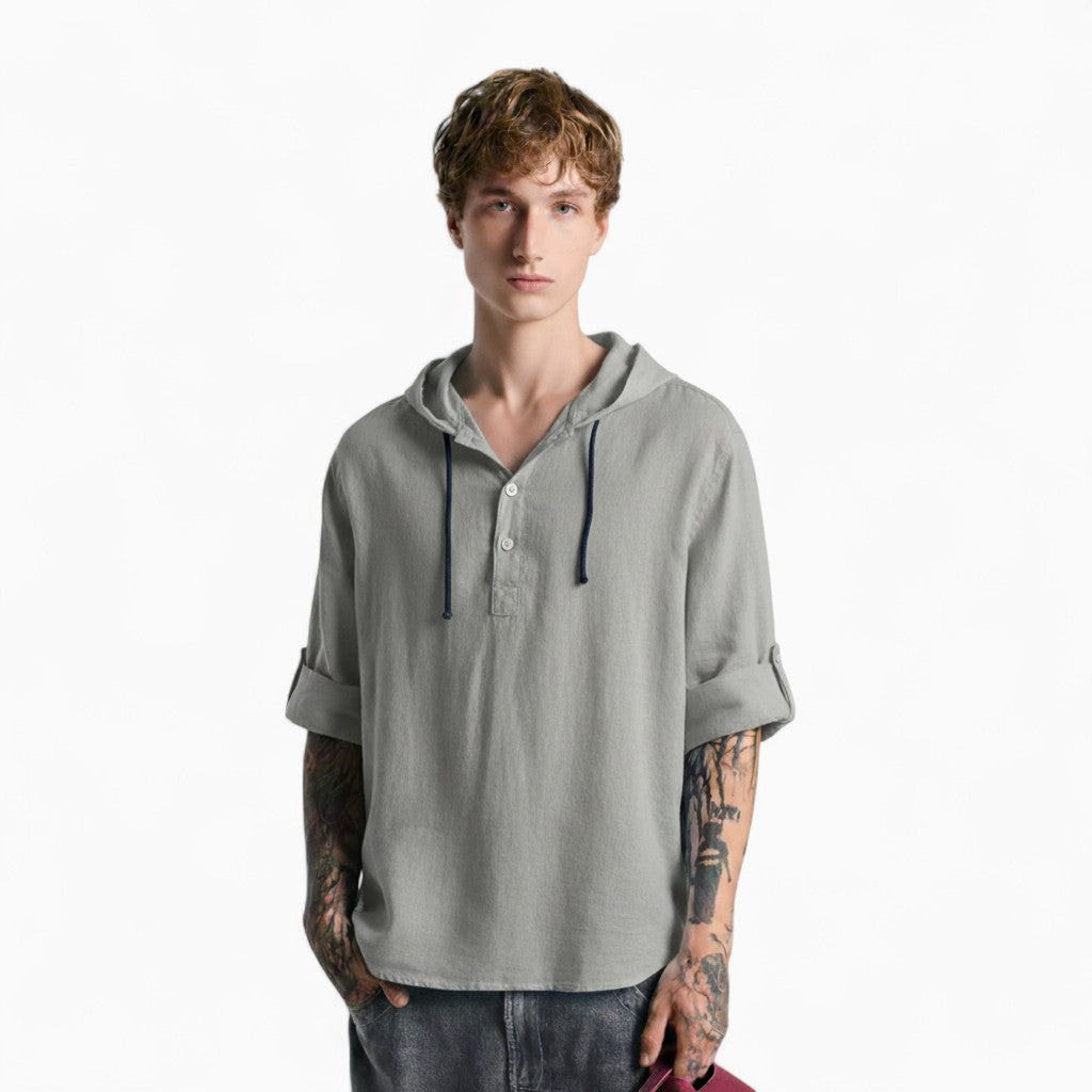 HUDSON Casual Hoodie Linen Shirt