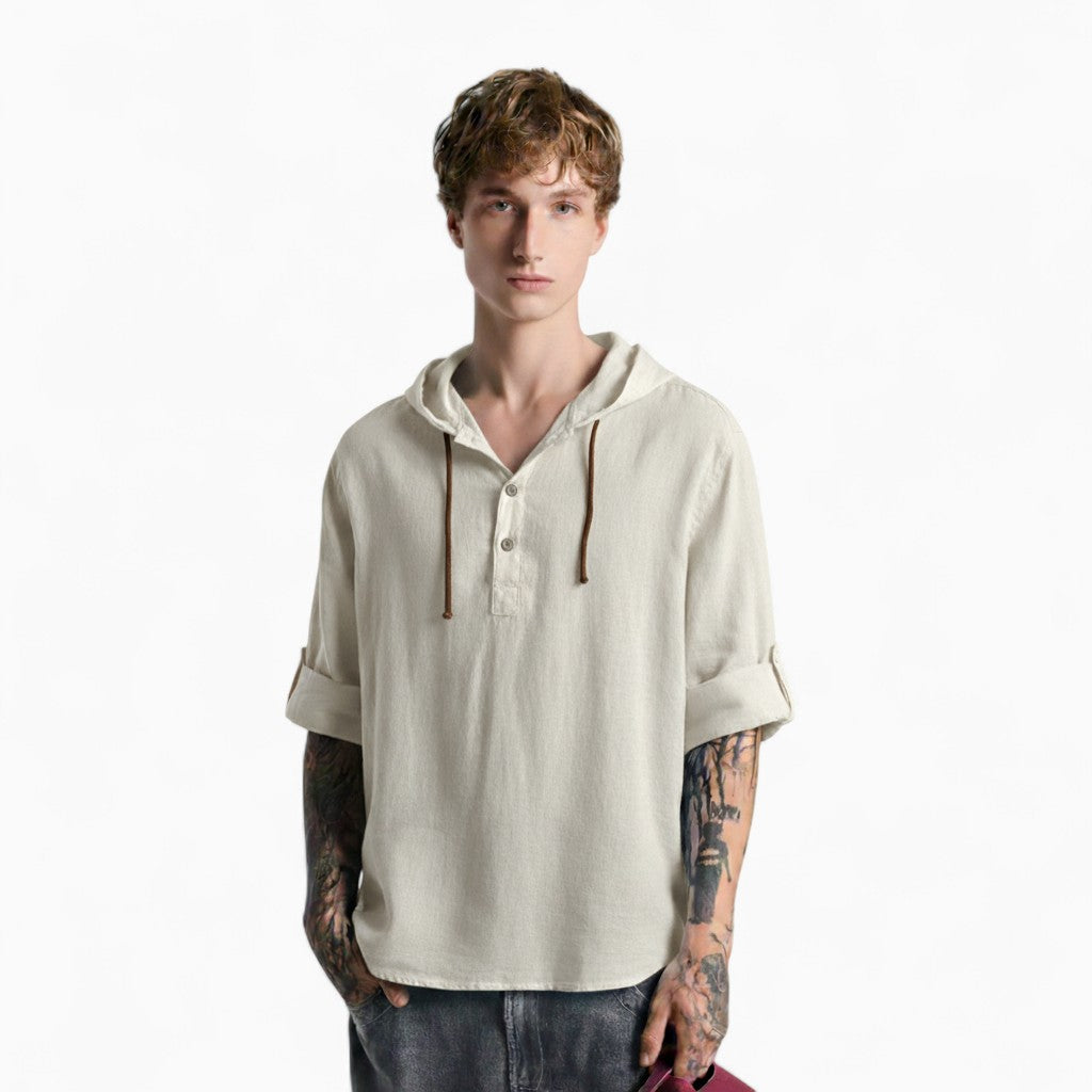 HUDSON Casual Hoodie Linen Shirt