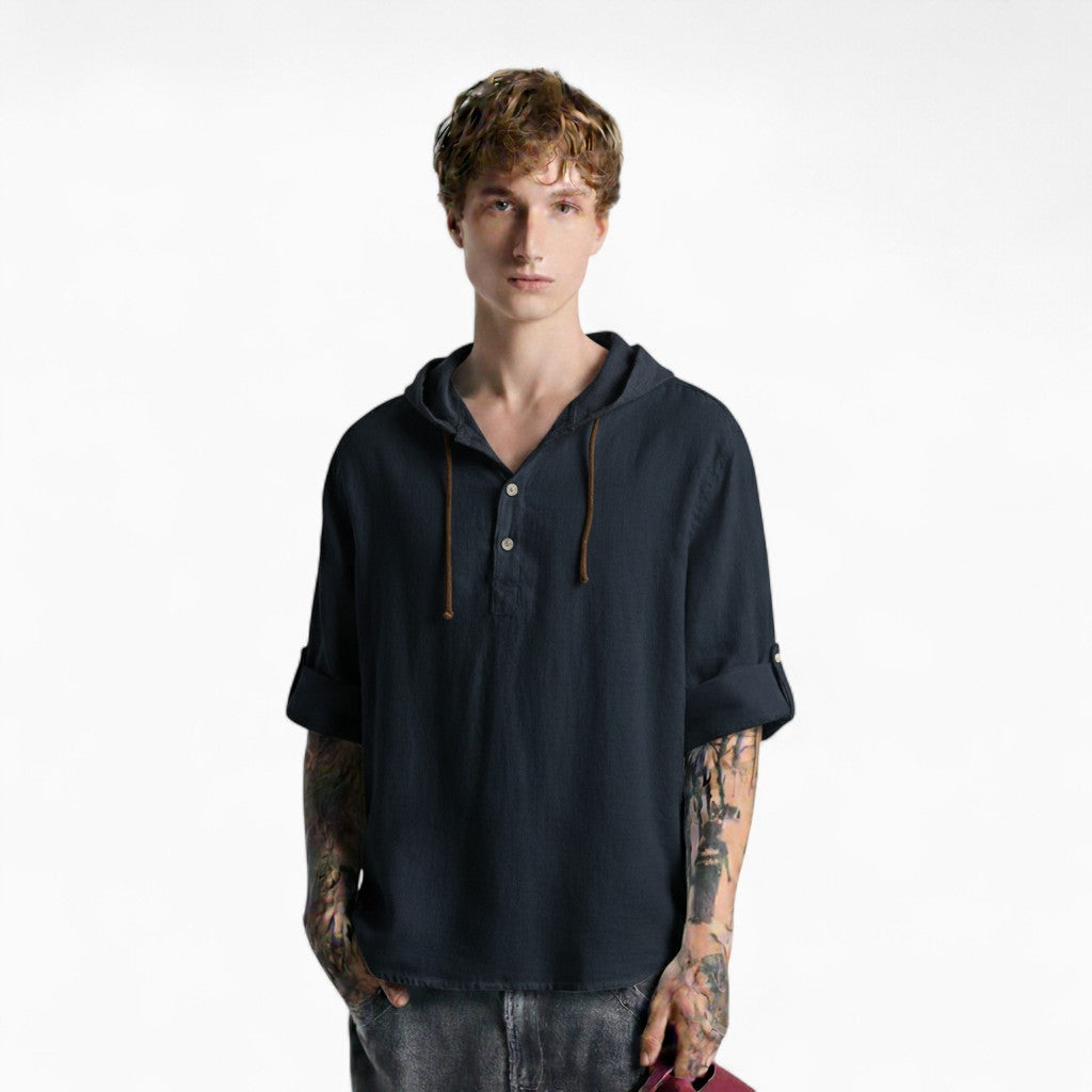 HUDSON Casual Hoodie Linen Shirt