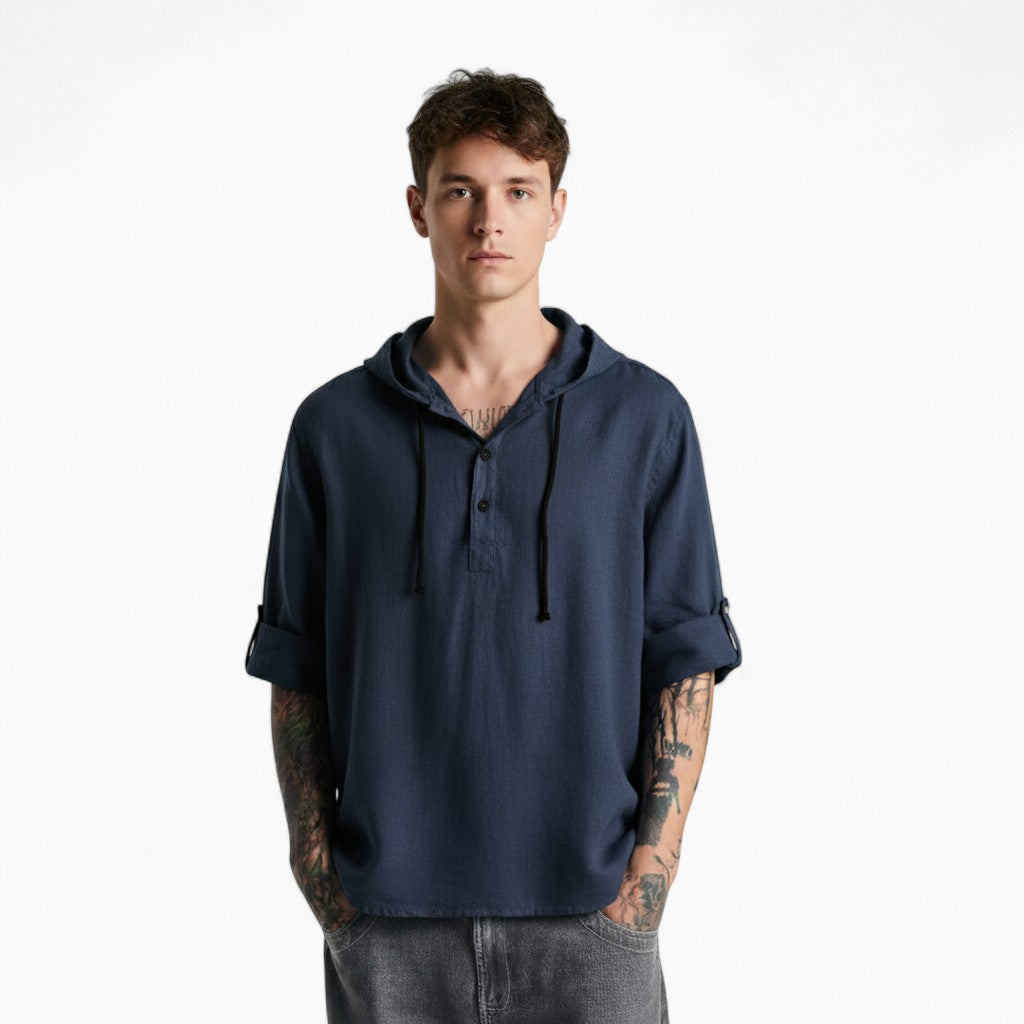 HUDSON Casual Hoodie Linen Shirt