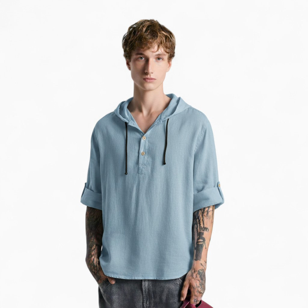 HUDSON Casual Hoodie Linen Shirt