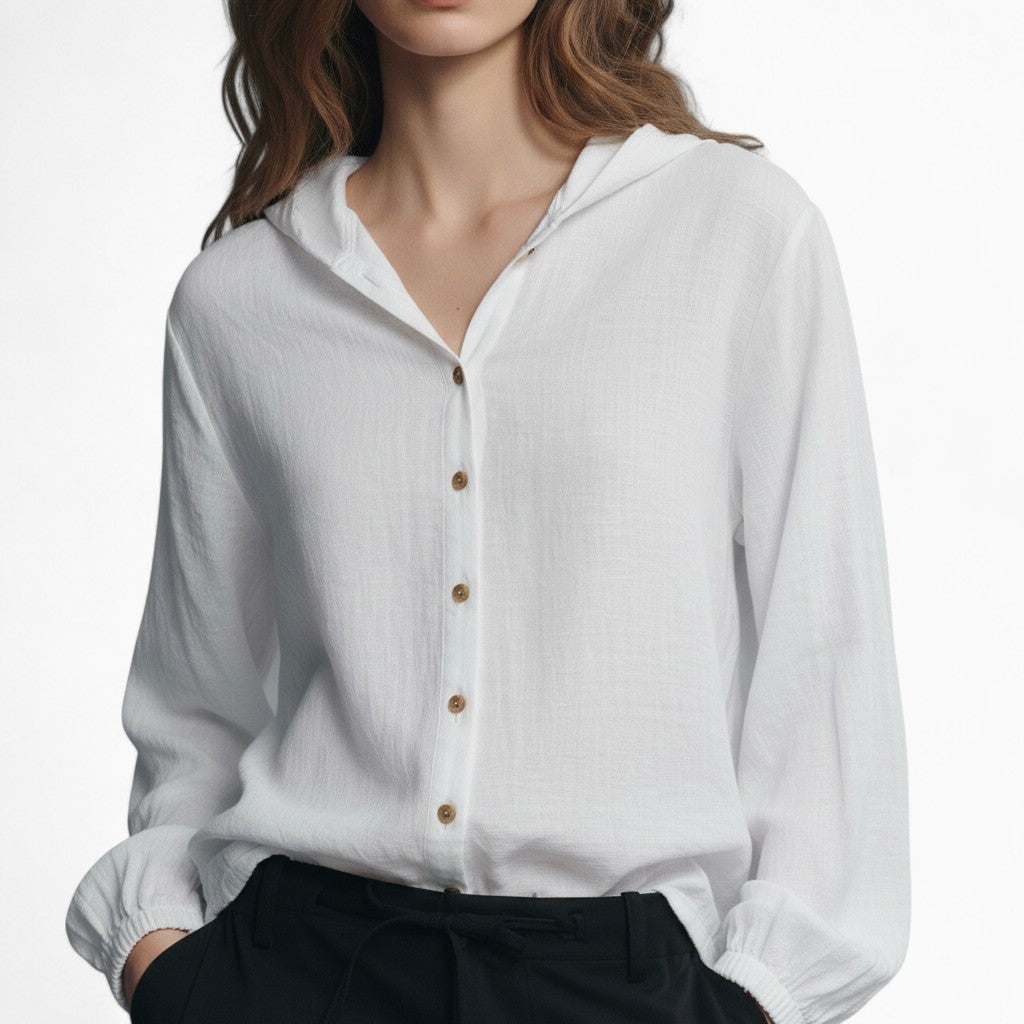 MIRIA Casual Hooded Linen Shirt