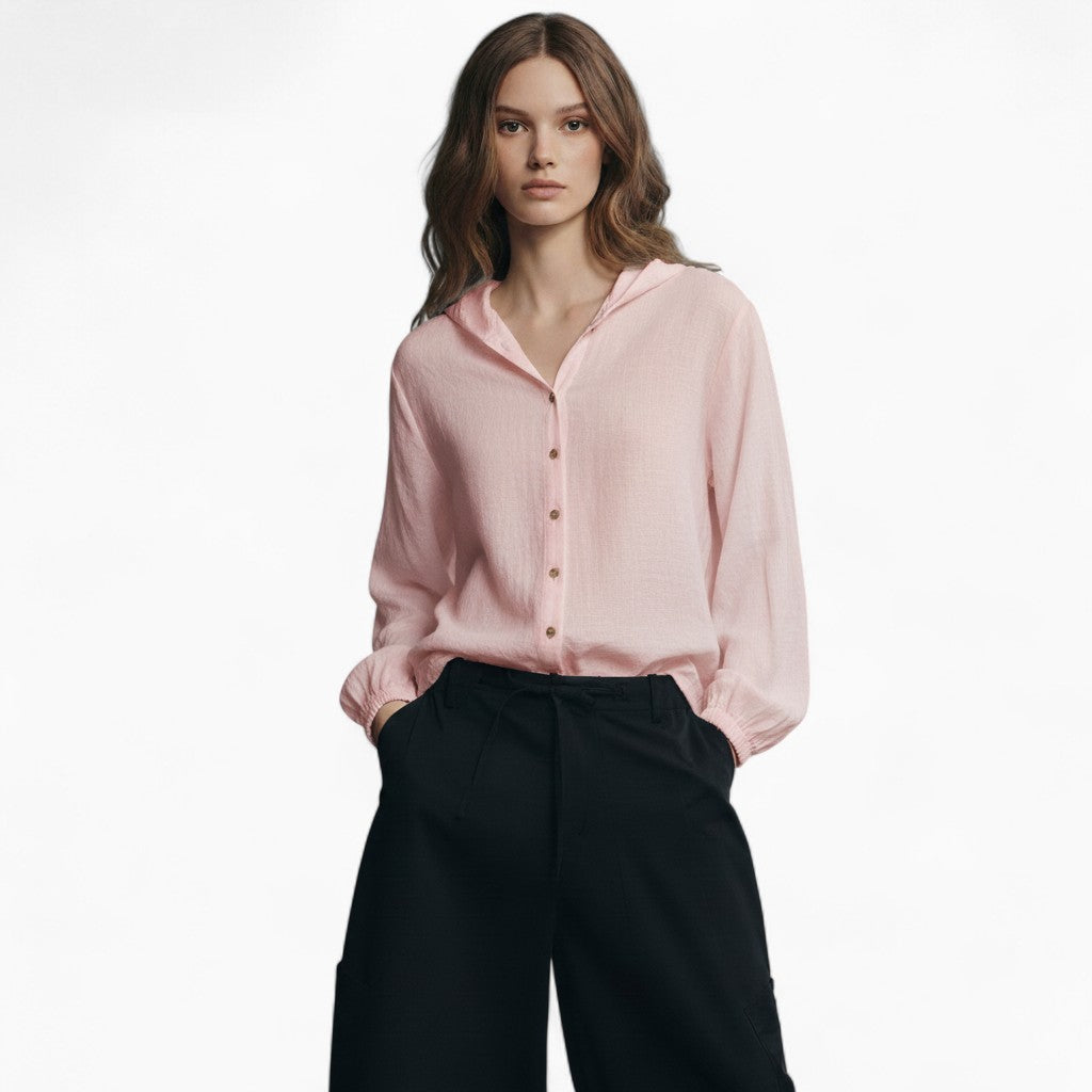 MIRIA Casual Hooded Linen Shirt