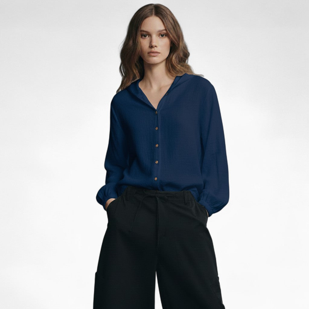 MIRIA Casual Hooded Linen Shirt