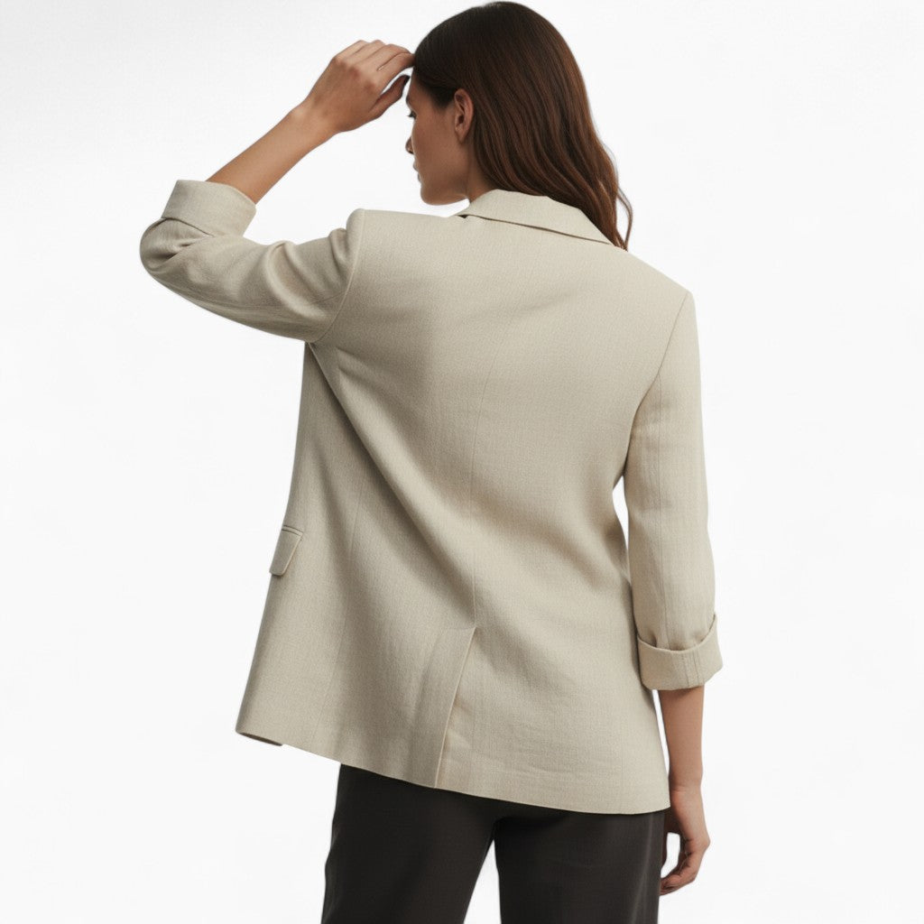 ALENA Linen Blazer Regular Fit Pockets