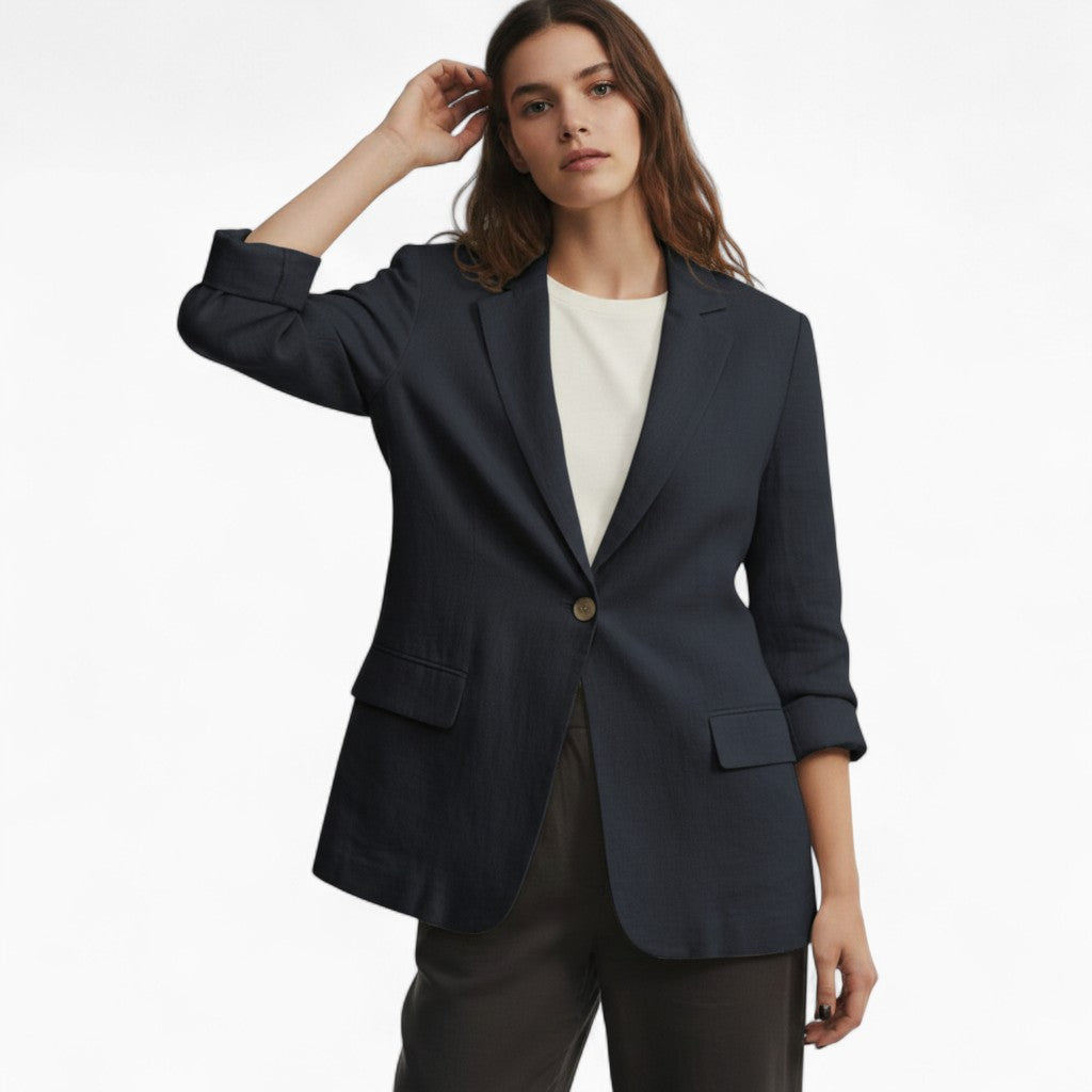 ALENA Linen Blazer Regular Fit Pockets