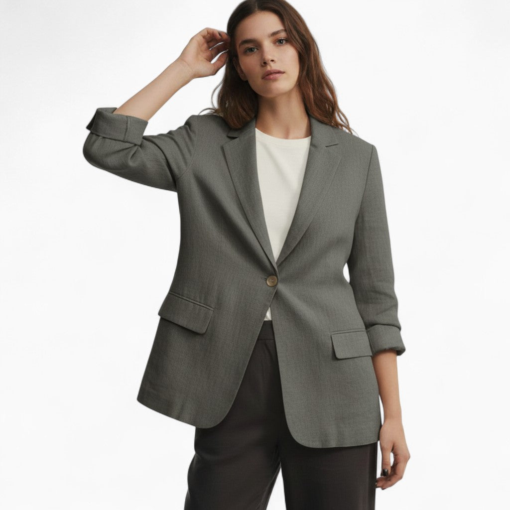 ALENA Linen Blazer Regular Fit Pockets