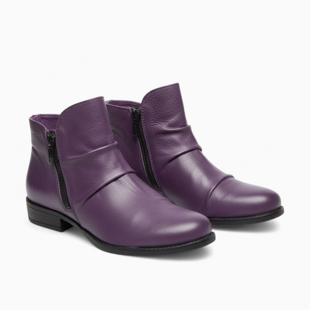 MELINDA Retro Leather Chelsea Boots