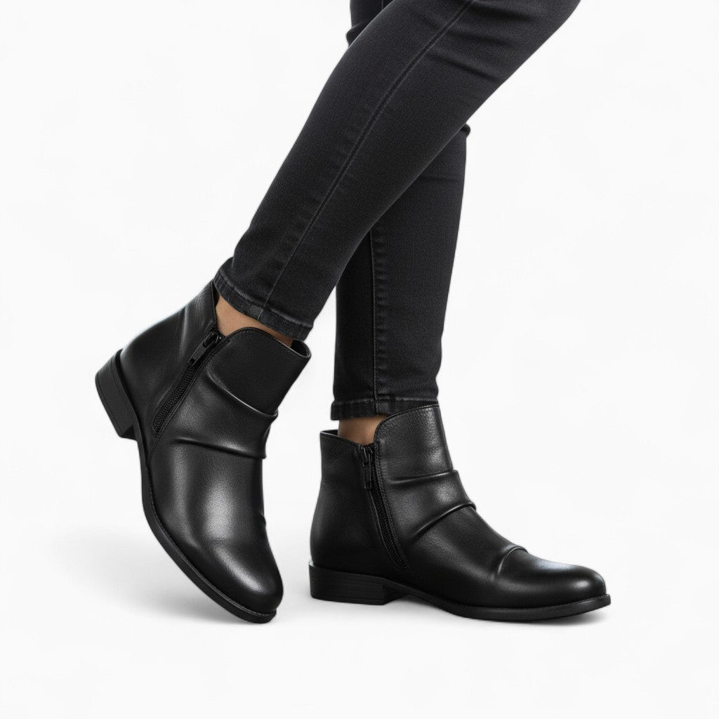 MELINDA Retro Leather Chelsea Boots