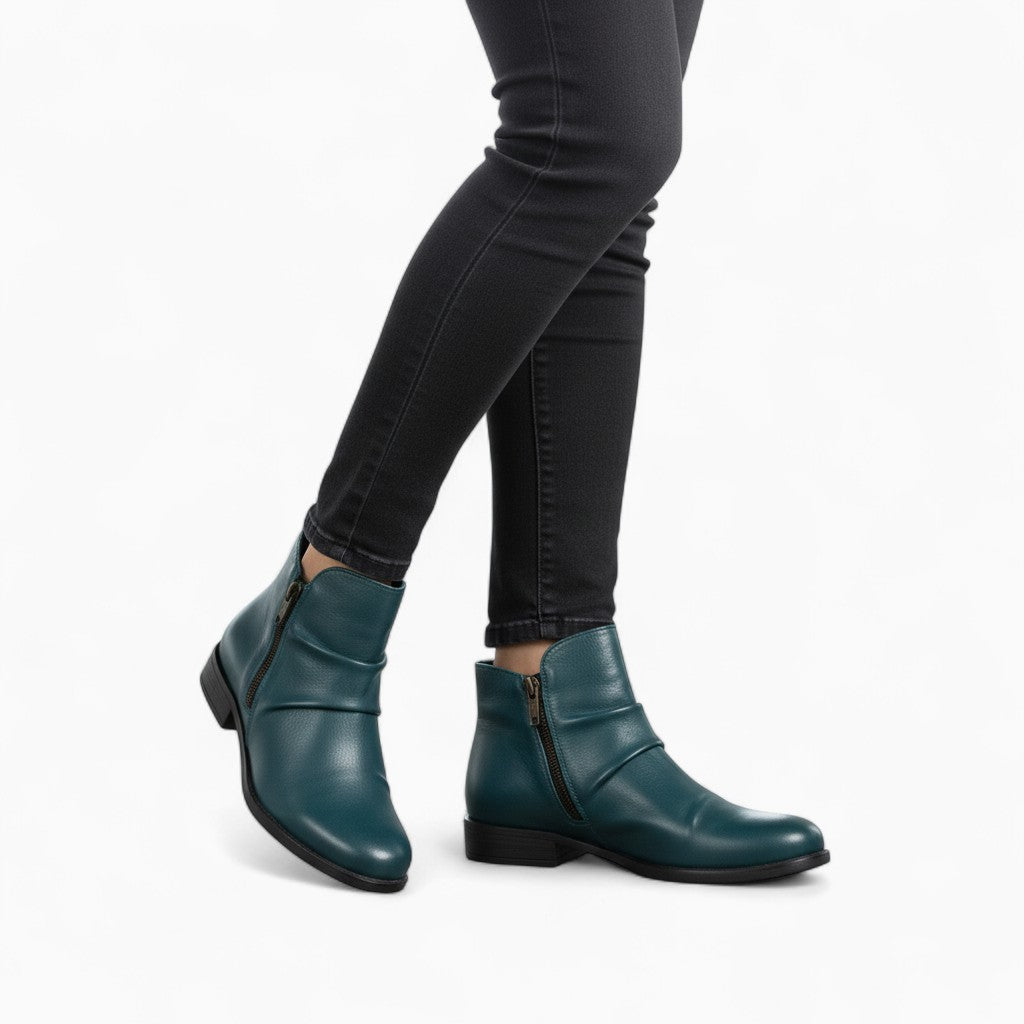 MELINDA Retro Leather Chelsea Boots