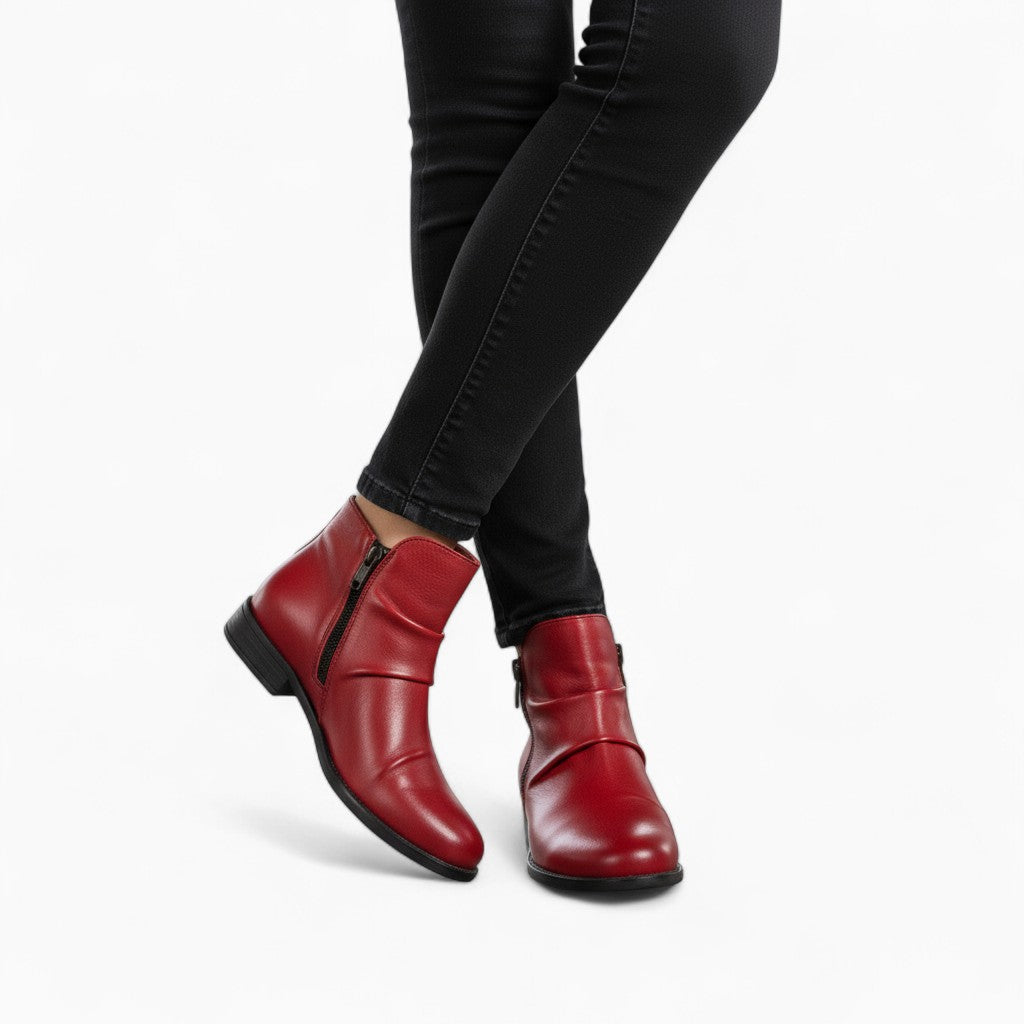 MELINDA Retro Leather Chelsea Boots