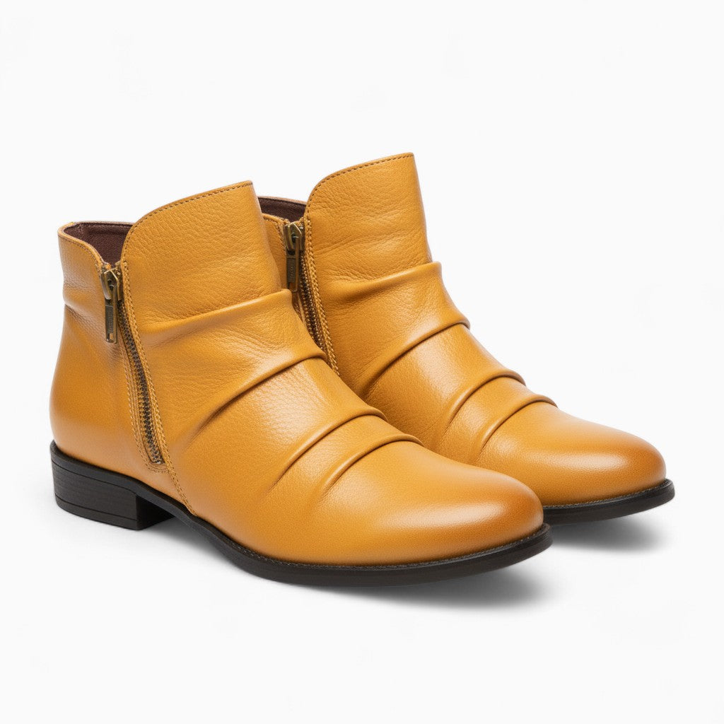 MELINDA Retro Leather Chelsea Boots