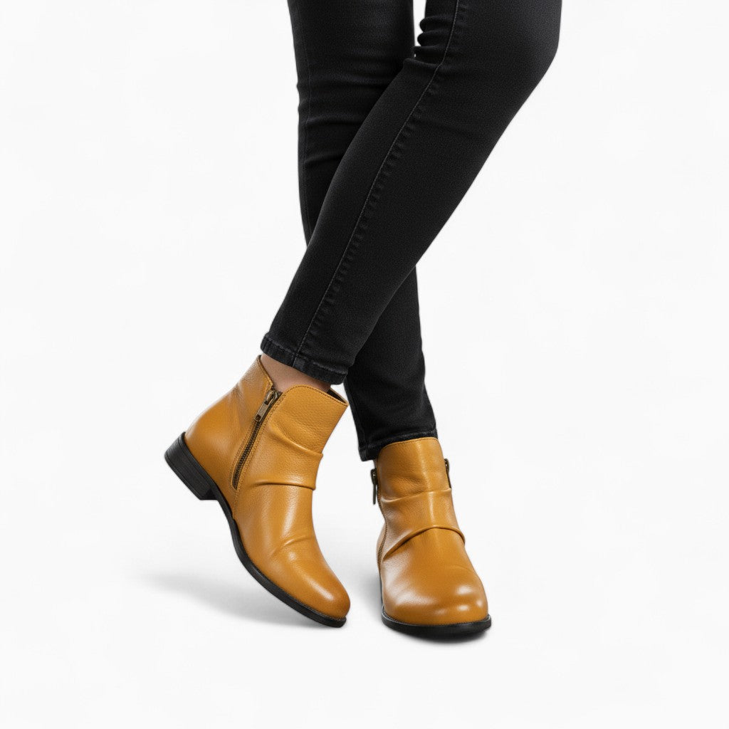 MELINDA Retro Leather Chelsea Boots