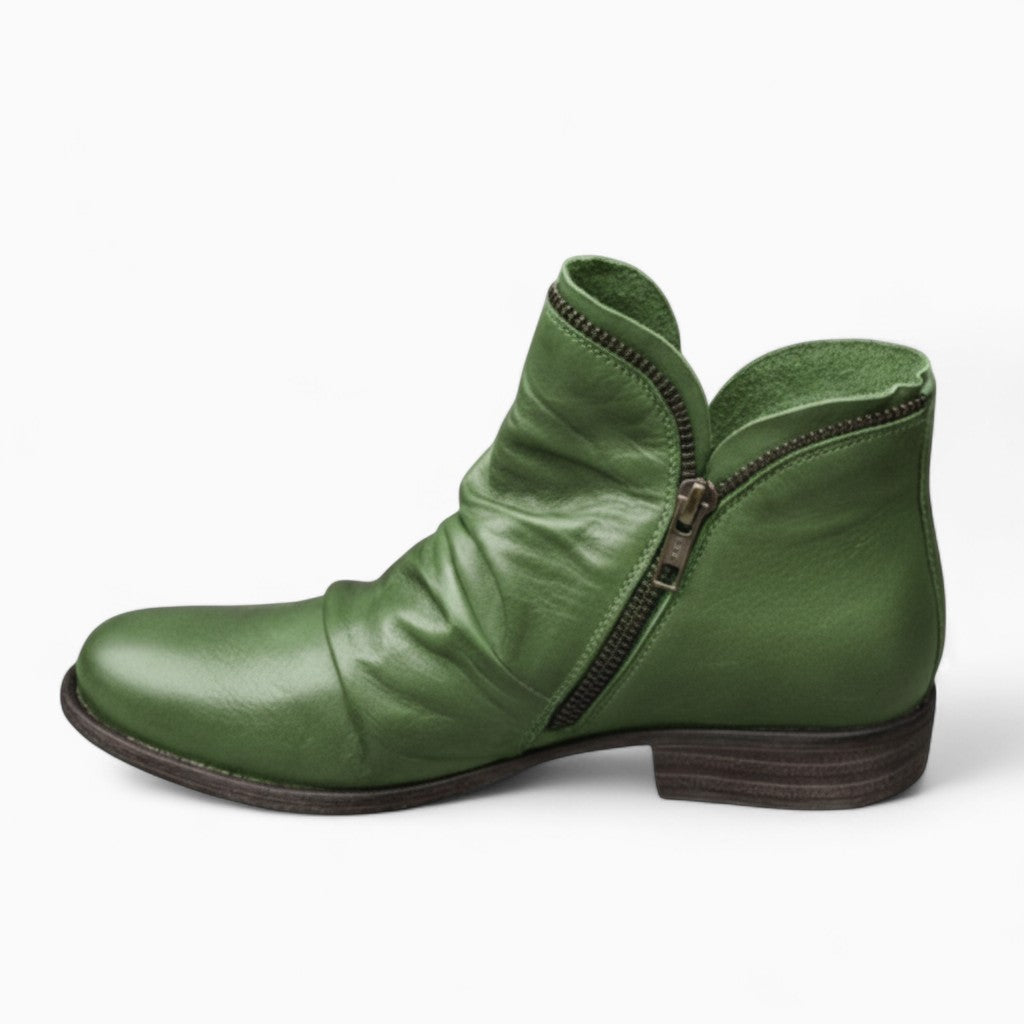 MELINDA Retro Leather Chelsea Boots