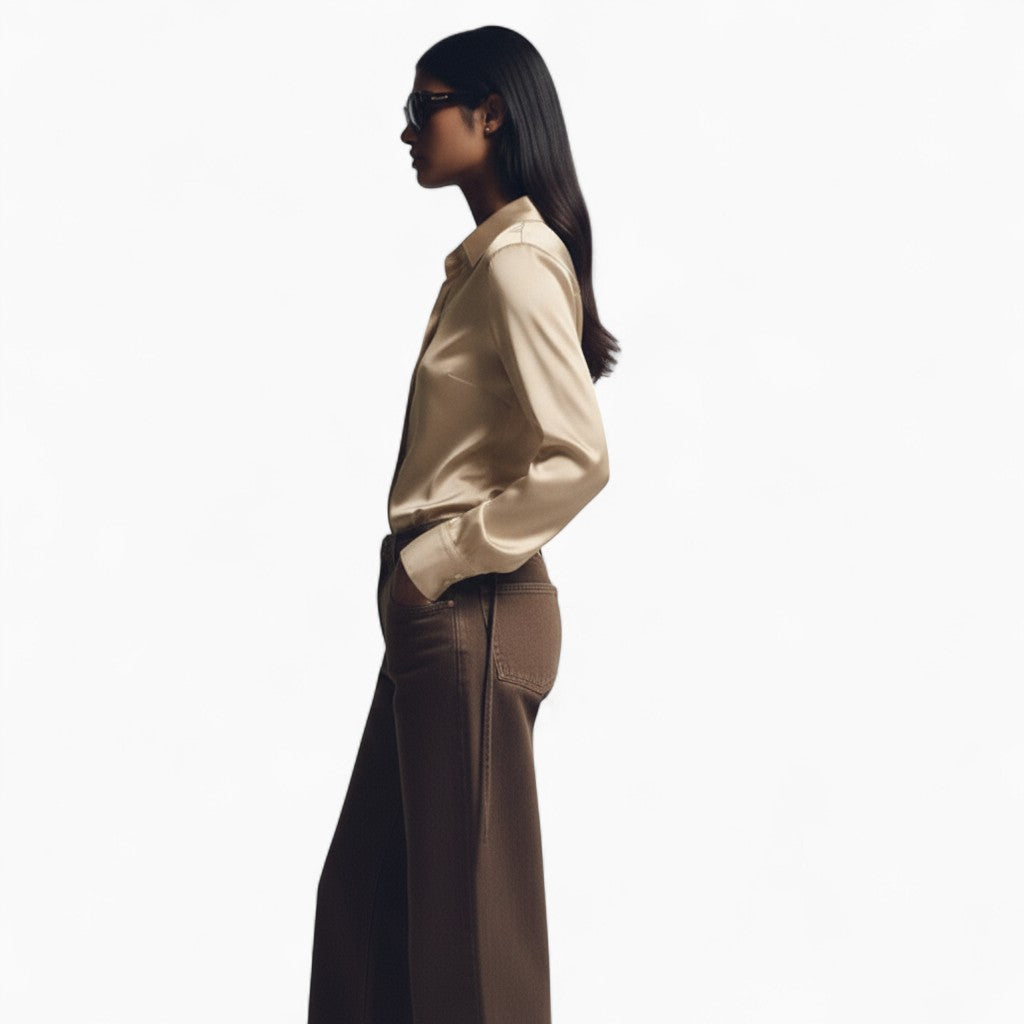 EMMA Slim Fit Button-Decorated Shirt