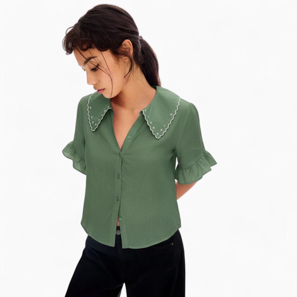 ADÈLE Casual Linen Button-Front Shirt