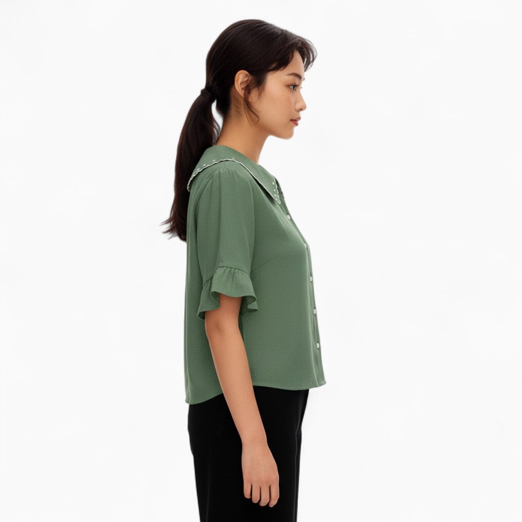 ADÈLE Casual Linen Button-Front Shirt