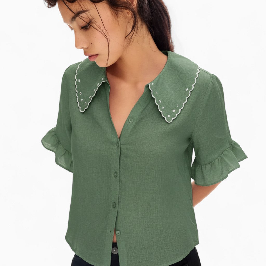 ADÈLE Casual Linen Button-Front Shirt