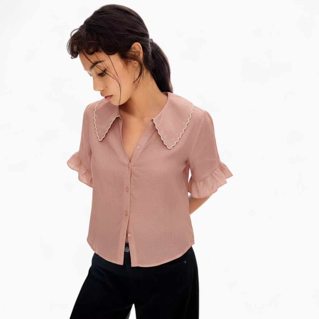 ADÈLE Casual Linen Button-Front Shirt