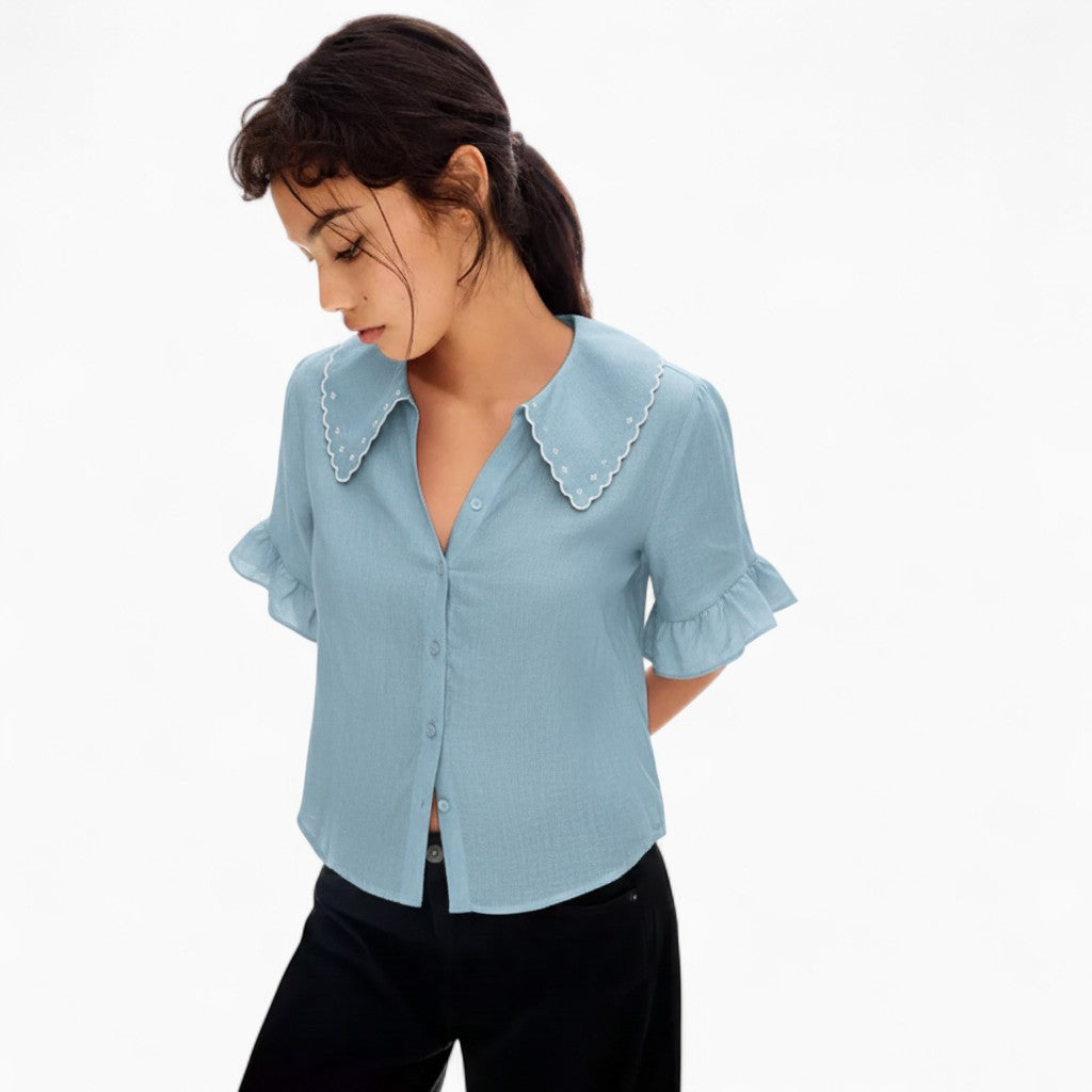 ADÈLE Casual Linen Button-Front Shirt