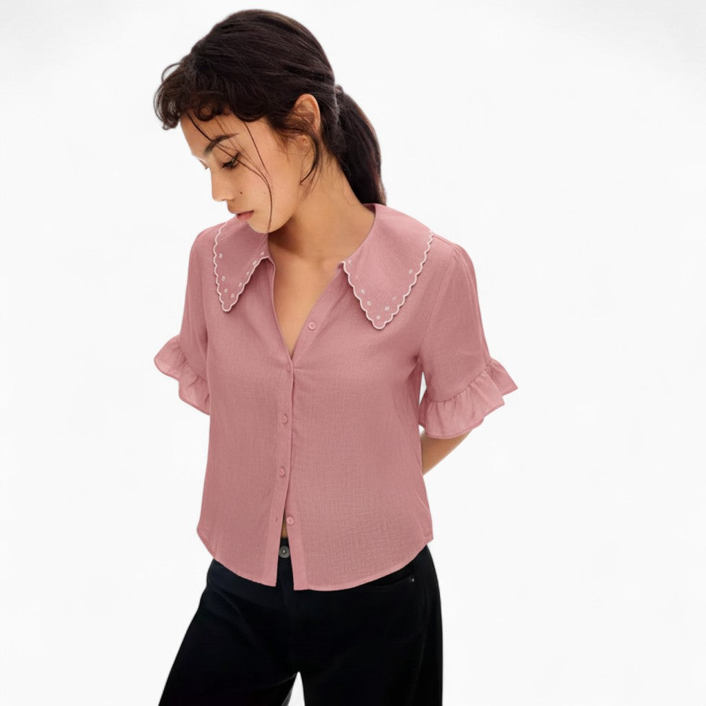 ADÈLE Casual Linen Button-Front Shirt