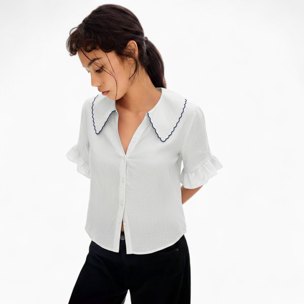 ADÈLE Casual Linen Button-Front Shirt