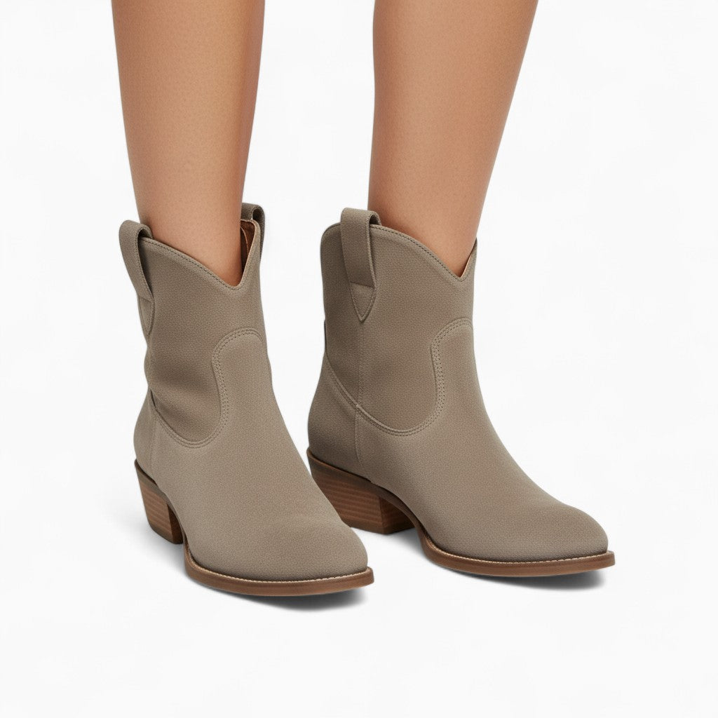 PALOMA Nubuck Ankle Boots Slip-On Flat Heel