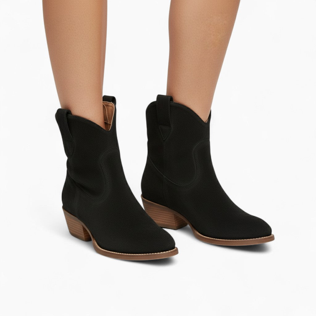 PALOMA Nubuck Ankle Boots Slip-On Flat Heel