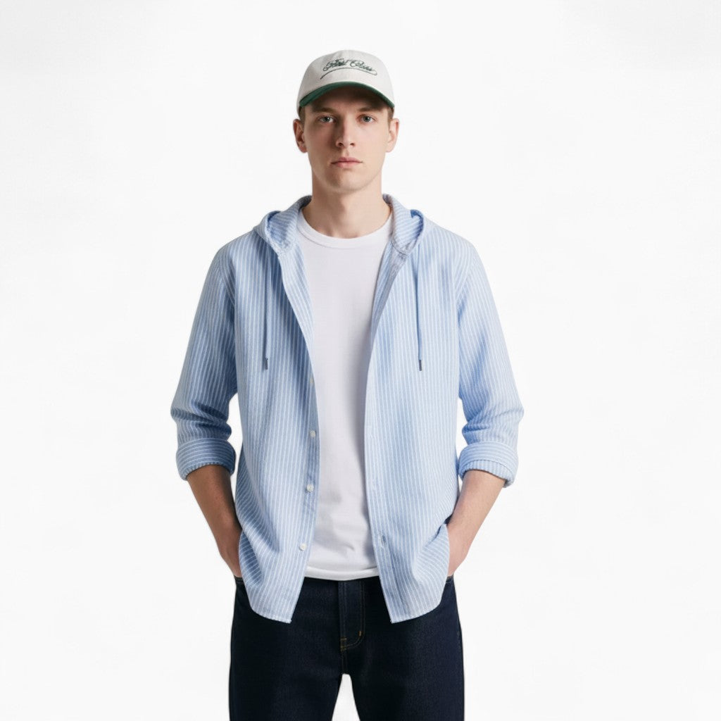 LOUIS Casual Hooded Striped Shirt
