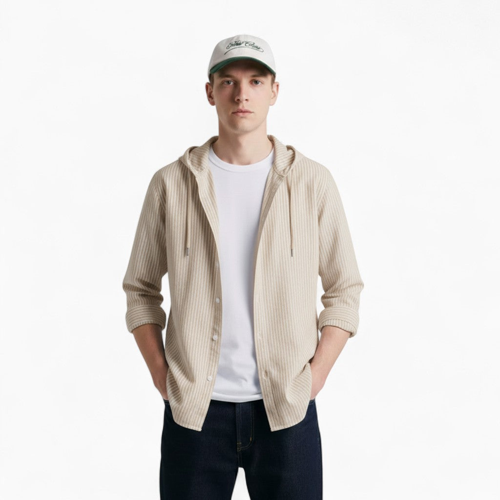 LOUIS Casual Hooded Striped Shirt