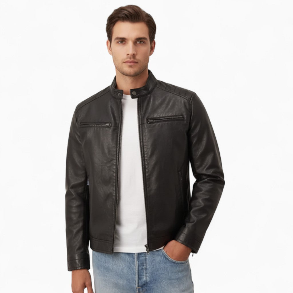 WILLIAM Leather Jacket Zipper Cuffs