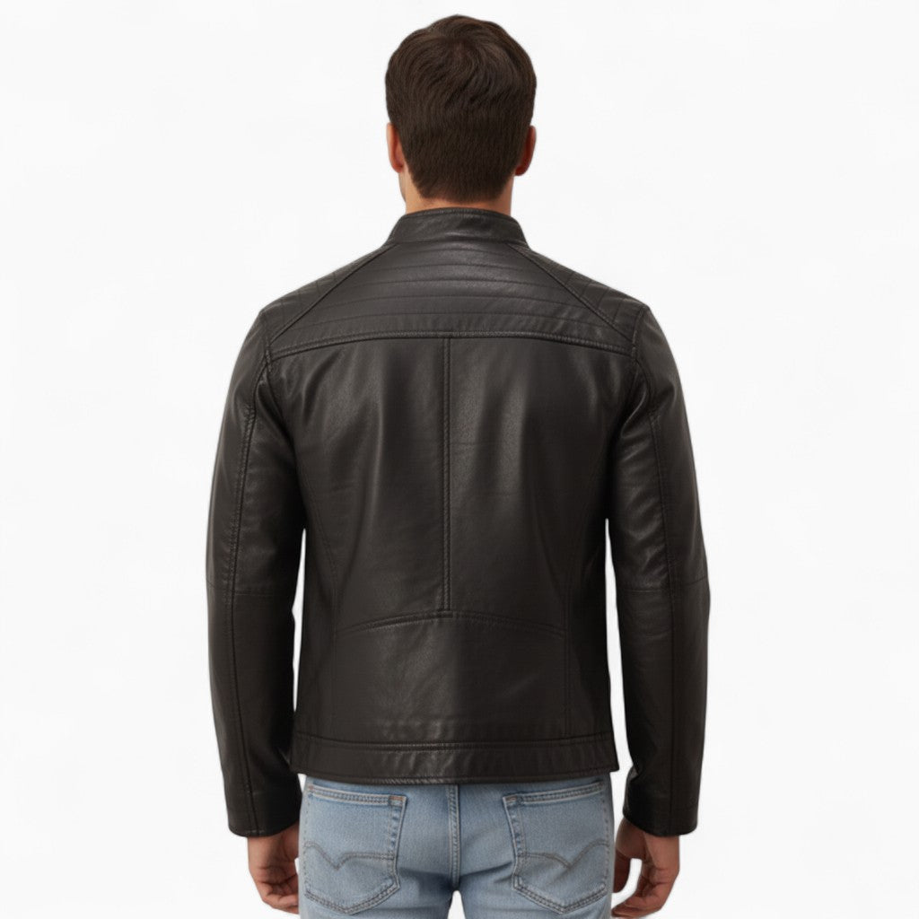 WILLIAM Leather Jacket Zipper Cuffs