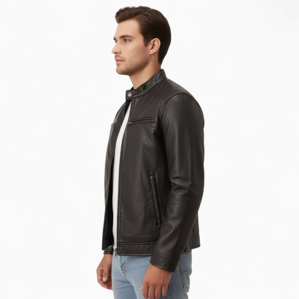 WILLIAM Leather Jacket Zipper Cuffs