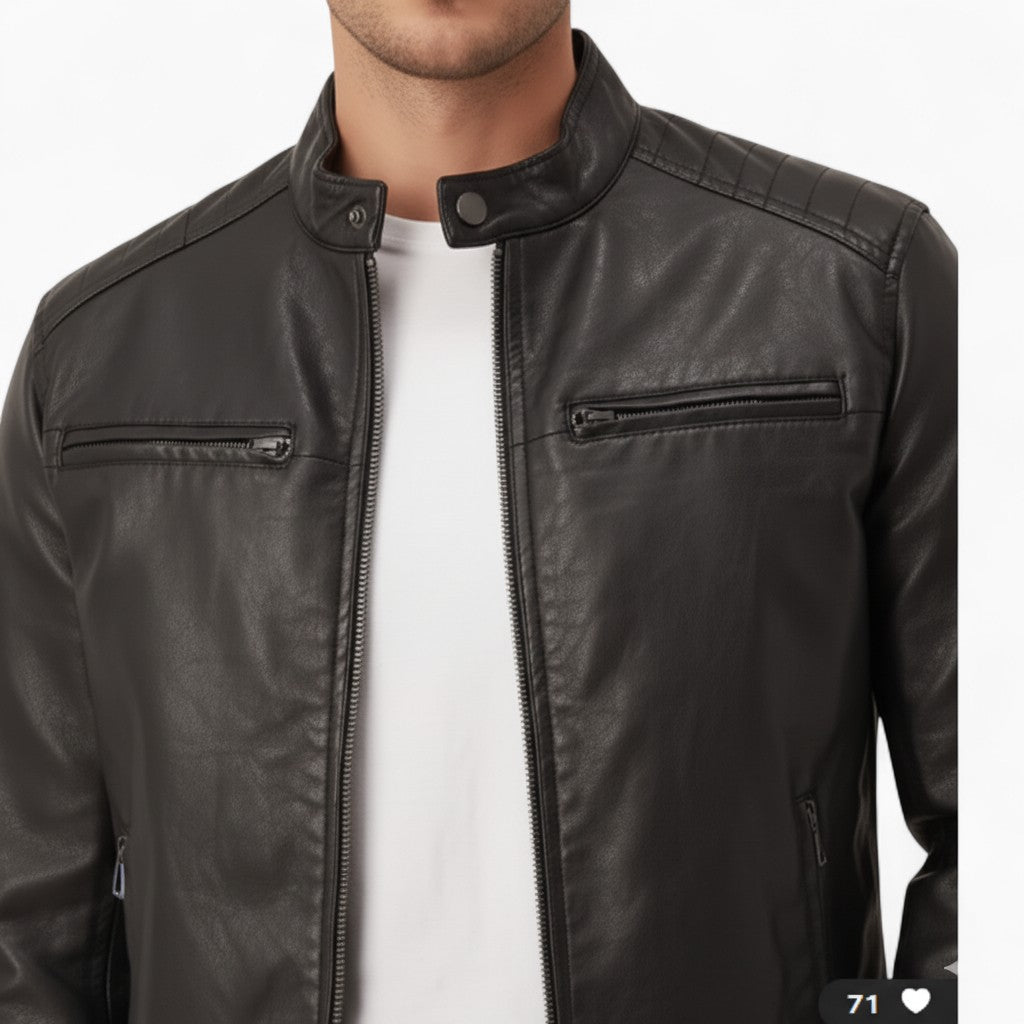 WILLIAM Leather Jacket Zipper Cuffs
