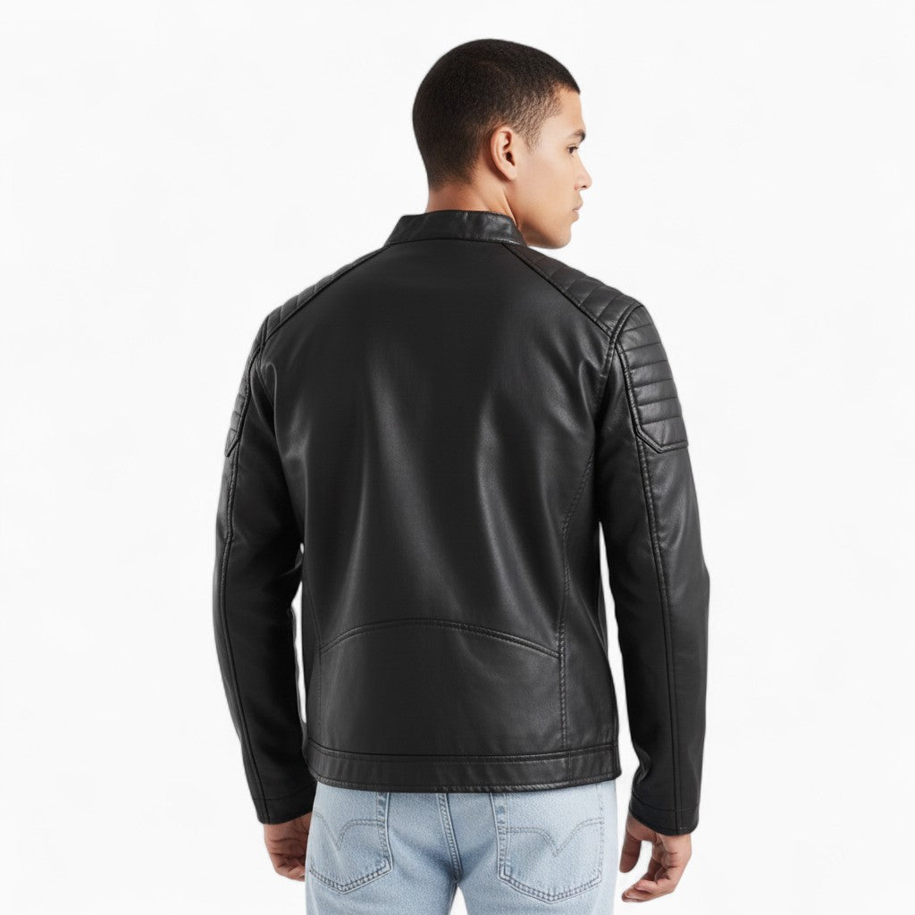 GEORGE Embroidered Leather Moto Jacket