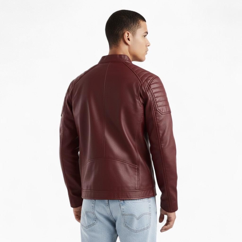 GEORGE Embroidered Leather Moto Jacket