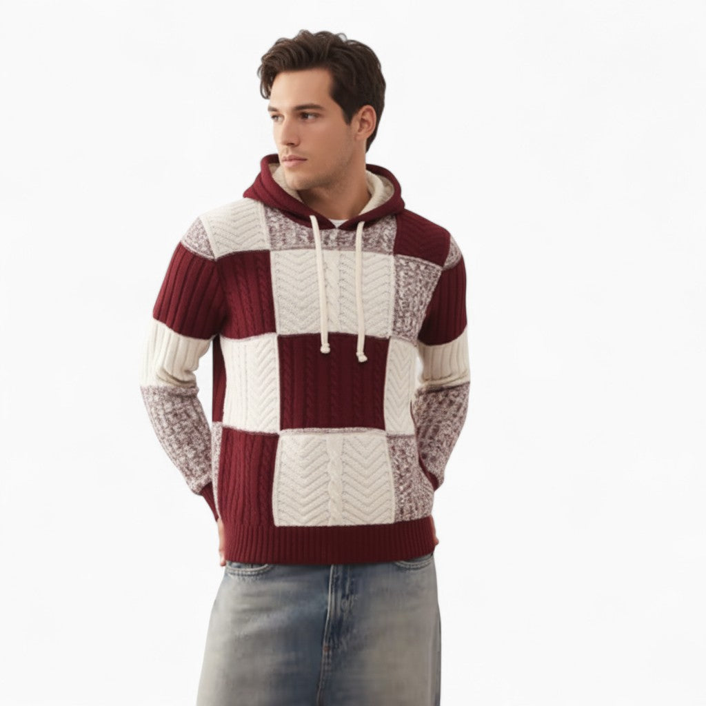 AIDAN Patchwork Hooded Sweater
