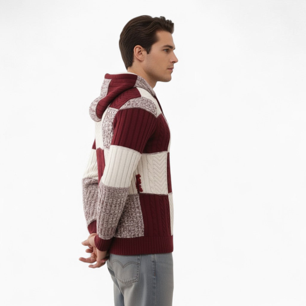 AIDAN Patchwork Hooded Sweater