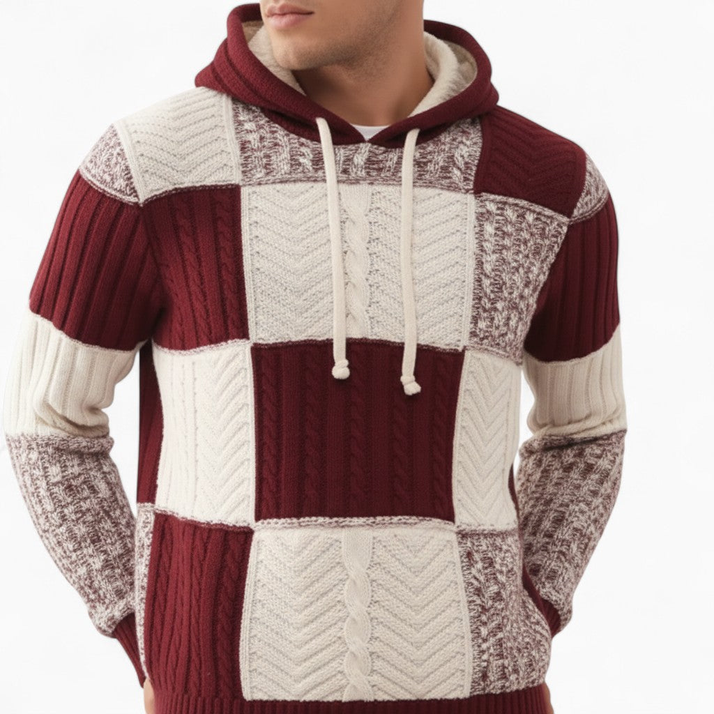 AIDAN Patchwork Hooded Sweater