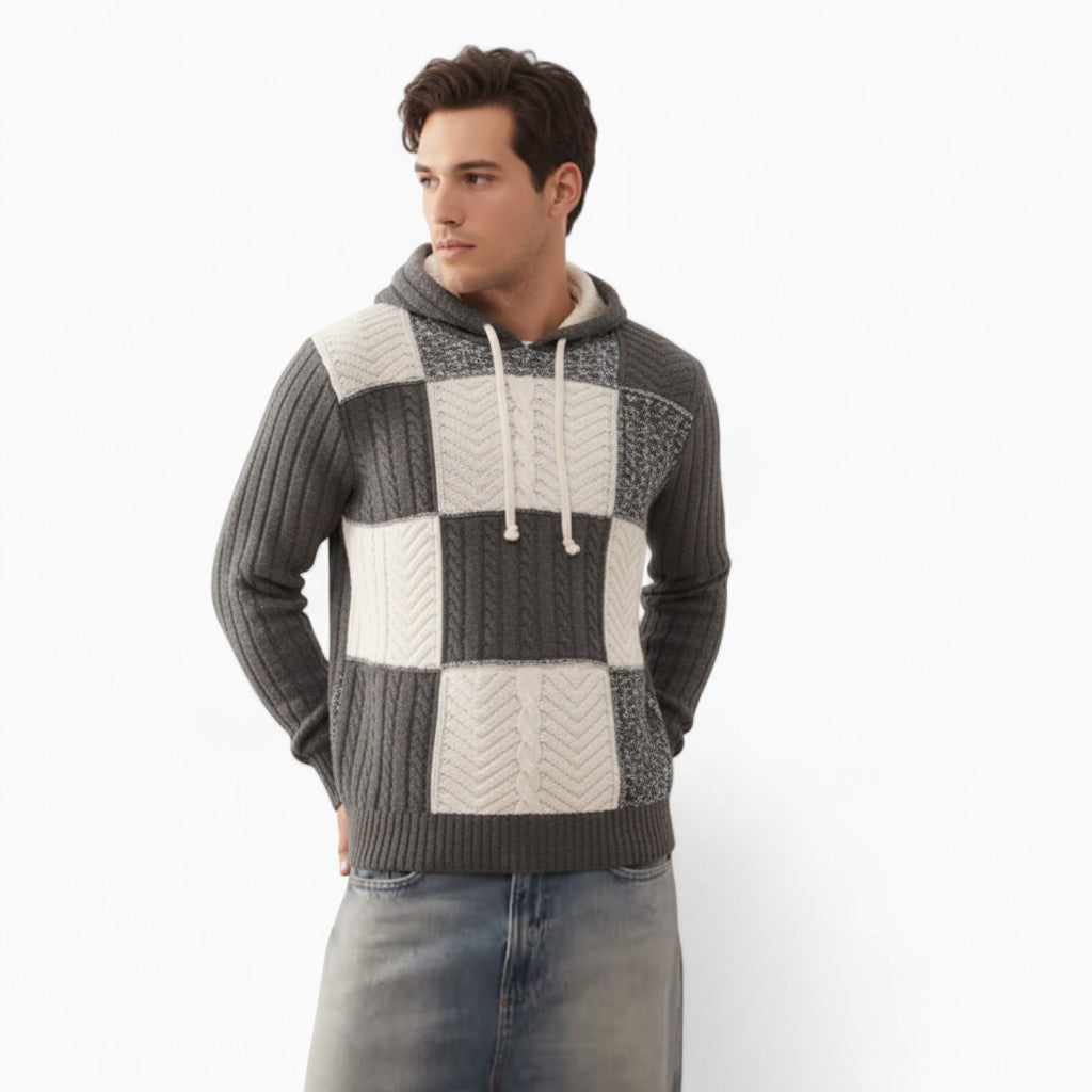 AIDAN Patchwork Hooded Sweater