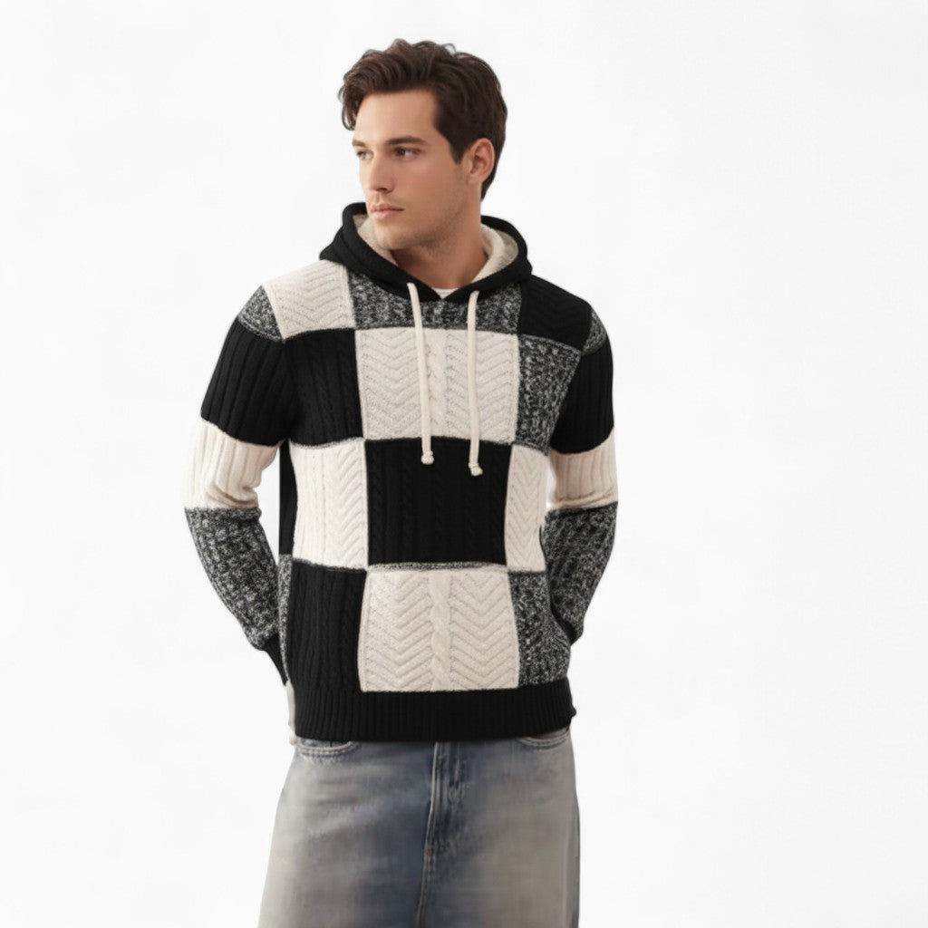 AIDAN Patchwork Hooded Sweater